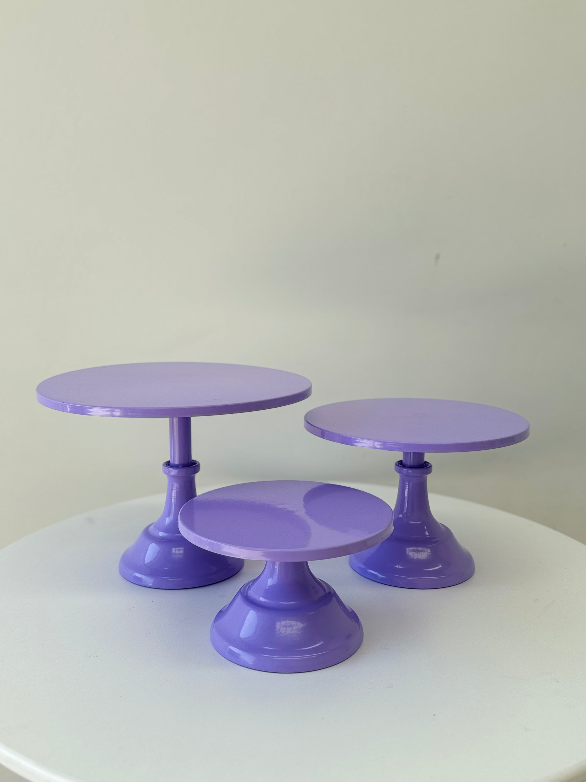 3 Piece Purple Cake Stands