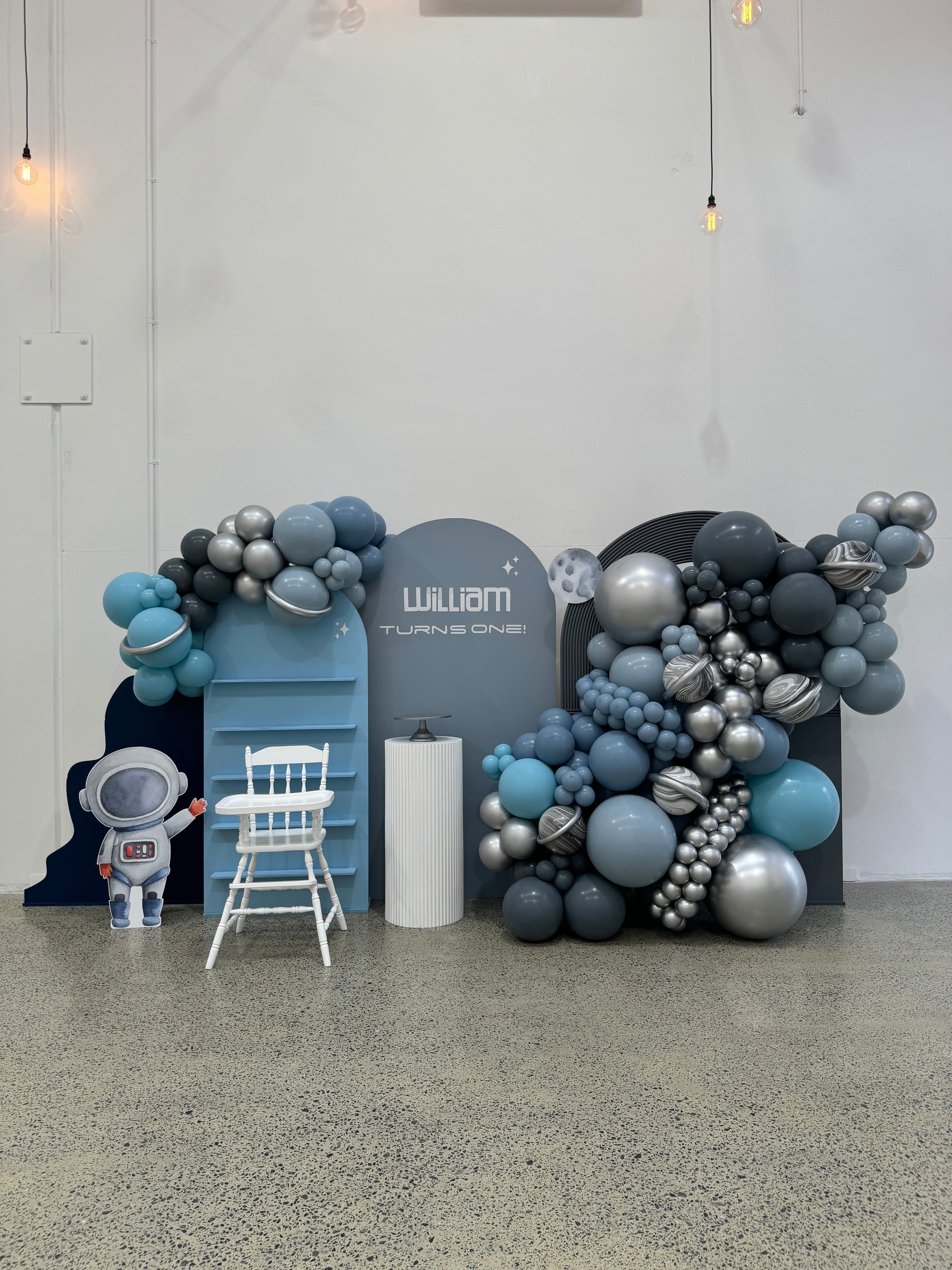 Space Theme Balloon Garland & Backdrop Package